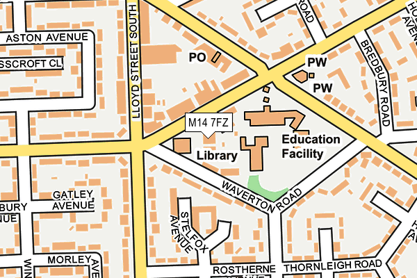 M14 7FZ map - OS OpenMap – Local (Ordnance Survey)