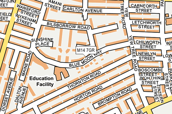 M14 7GR map - OS OpenMap – Local (Ordnance Survey)