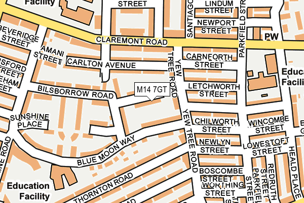 M14 7GT map - OS OpenMap – Local (Ordnance Survey)