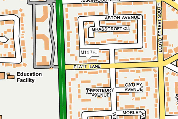 M14 7HJ map - OS OpenMap – Local (Ordnance Survey)