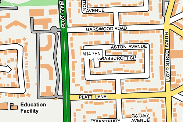 M14 7HN map - OS OpenMap – Local (Ordnance Survey)