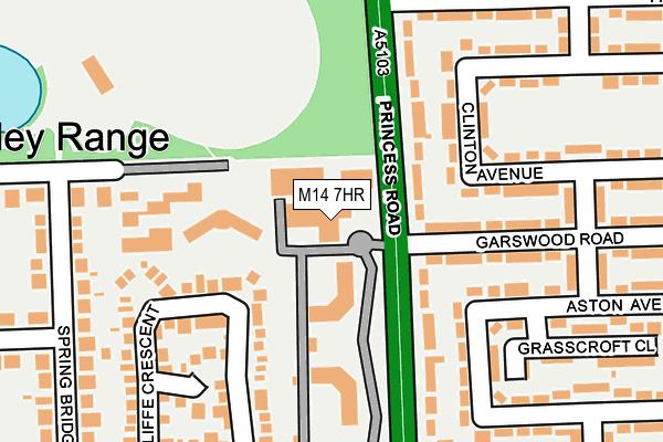 M14 7HR map - OS OpenMap – Local (Ordnance Survey)