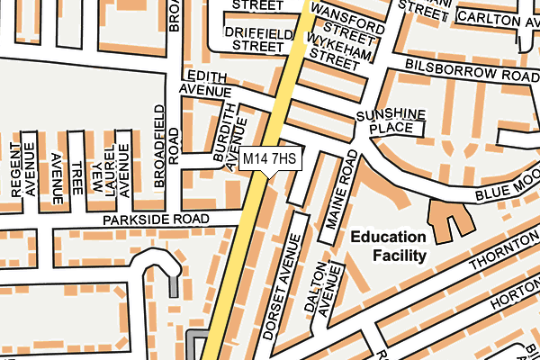 M14 7HS map - OS OpenMap – Local (Ordnance Survey)