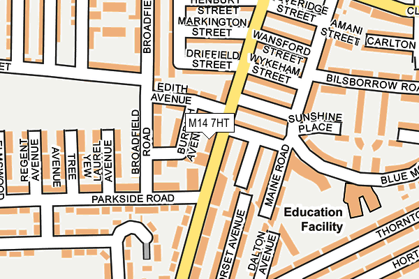 M14 7HT map - OS OpenMap – Local (Ordnance Survey)