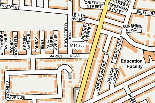 M14 7JL map - OS OpenMap – Local (Ordnance Survey)