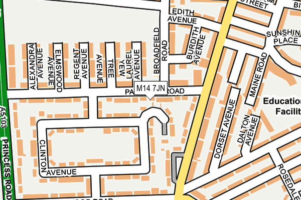 M14 7JN map - OS OpenMap – Local (Ordnance Survey)