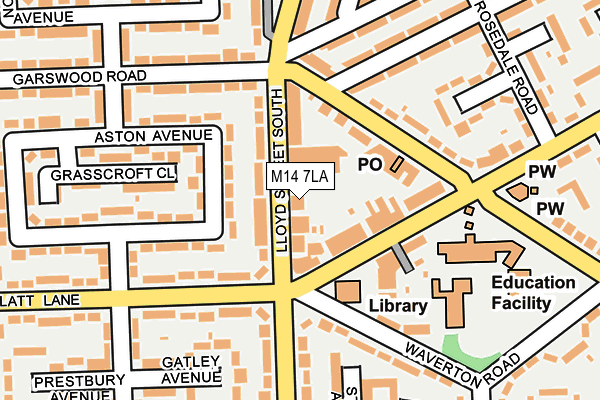 M14 7LA map - OS OpenMap – Local (Ordnance Survey)