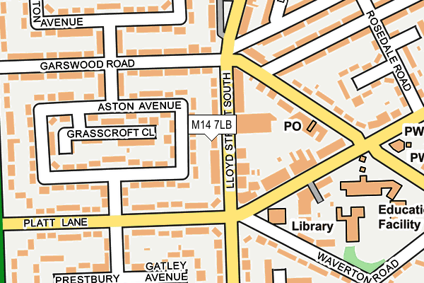M14 7LB map - OS OpenMap – Local (Ordnance Survey)