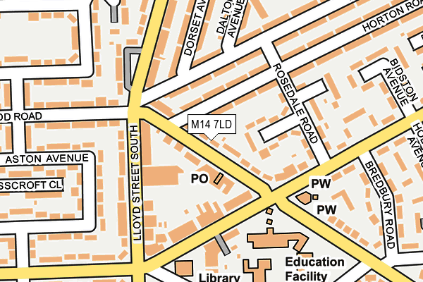 M14 7LD map - OS OpenMap – Local (Ordnance Survey)