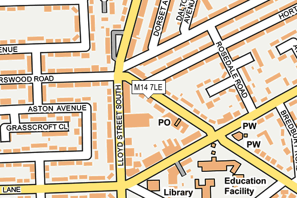 M14 7LE map - OS OpenMap – Local (Ordnance Survey)