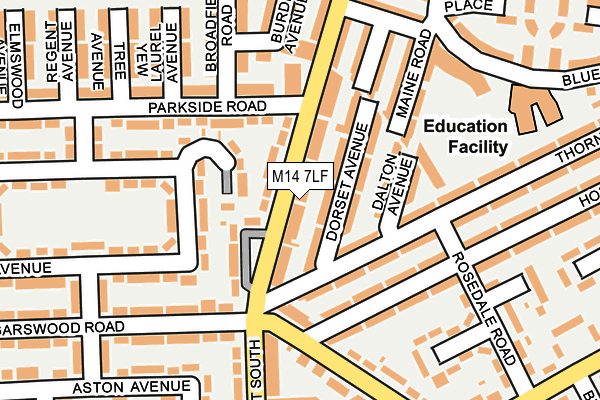 M14 7LF map - OS OpenMap – Local (Ordnance Survey)