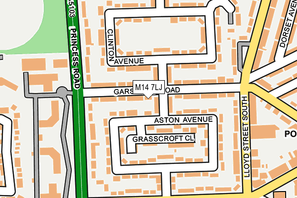 M14 7LJ map - OS OpenMap – Local (Ordnance Survey)