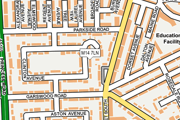 M14 7LN map - OS OpenMap – Local (Ordnance Survey)