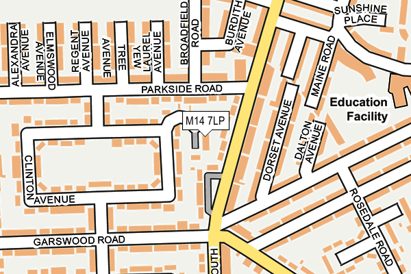 M14 7LP map - OS OpenMap – Local (Ordnance Survey)