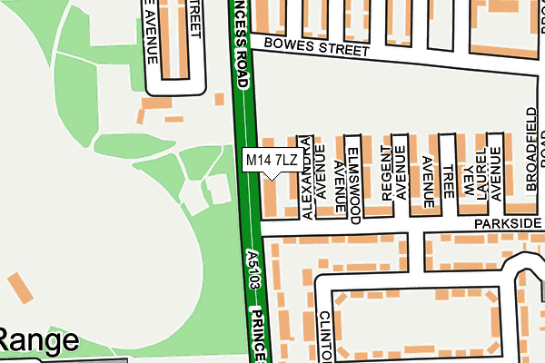 M14 7LZ map - OS OpenMap – Local (Ordnance Survey)