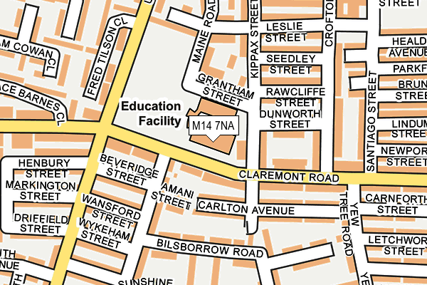 M14 7NA map - OS OpenMap – Local (Ordnance Survey)