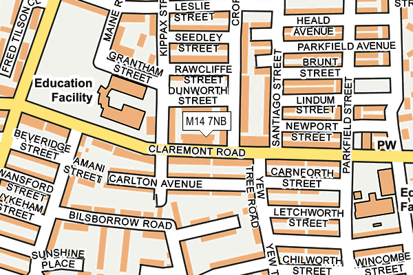 M14 7NB map - OS OpenMap – Local (Ordnance Survey)