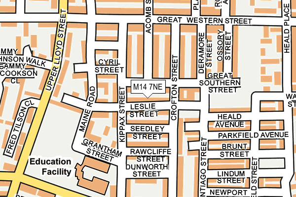 M14 7NE map - OS OpenMap – Local (Ordnance Survey)