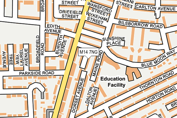 M14 7NG map - OS OpenMap – Local (Ordnance Survey)