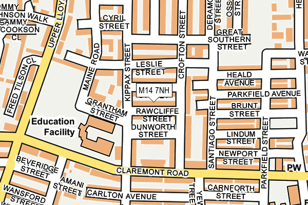 M14 7NH map - OS OpenMap – Local (Ordnance Survey)