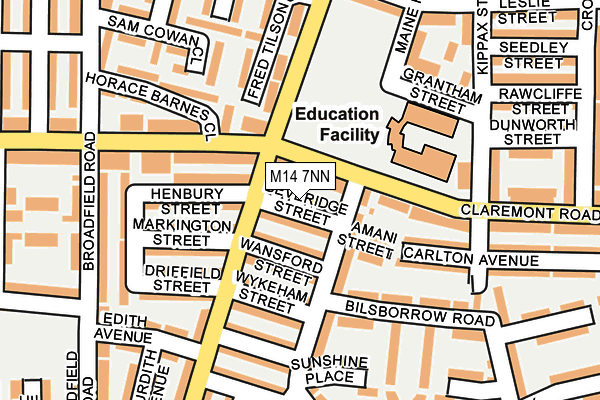 M14 7NN map - OS OpenMap – Local (Ordnance Survey)