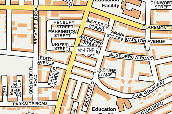 M14 7NP map - OS OpenMap – Local (Ordnance Survey)