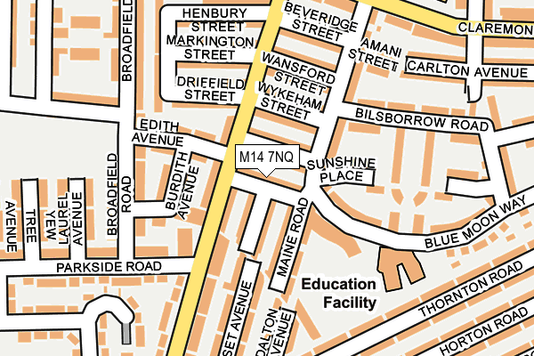 M14 7NQ map - OS OpenMap – Local (Ordnance Survey)