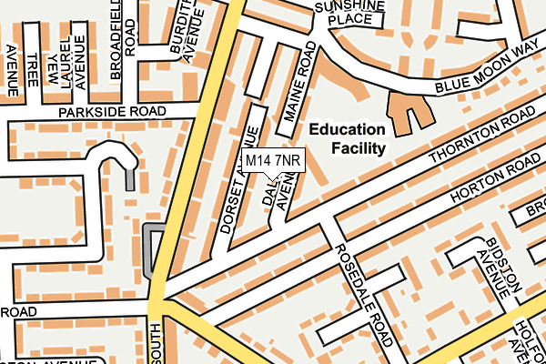 M14 7NR map - OS OpenMap – Local (Ordnance Survey)