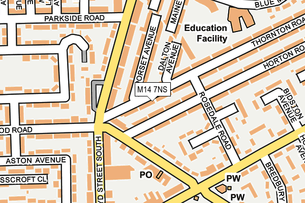 M14 7NS map - OS OpenMap – Local (Ordnance Survey)
