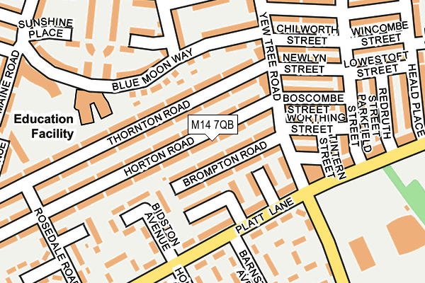 M14 7QB map - OS OpenMap – Local (Ordnance Survey)