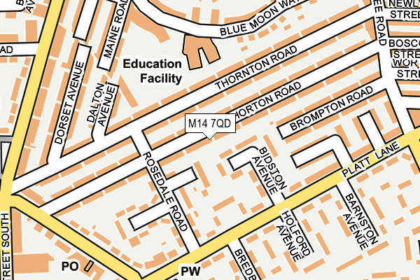 M14 7QD map - OS OpenMap – Local (Ordnance Survey)