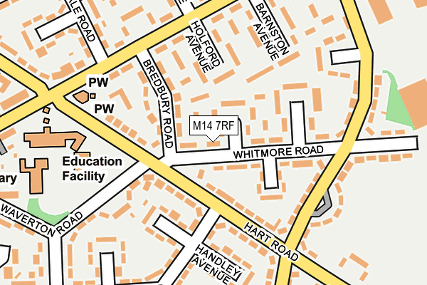 M14 7RF map - OS OpenMap – Local (Ordnance Survey)
