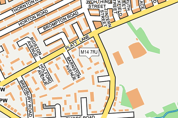 M14 7RJ map - OS OpenMap – Local (Ordnance Survey)