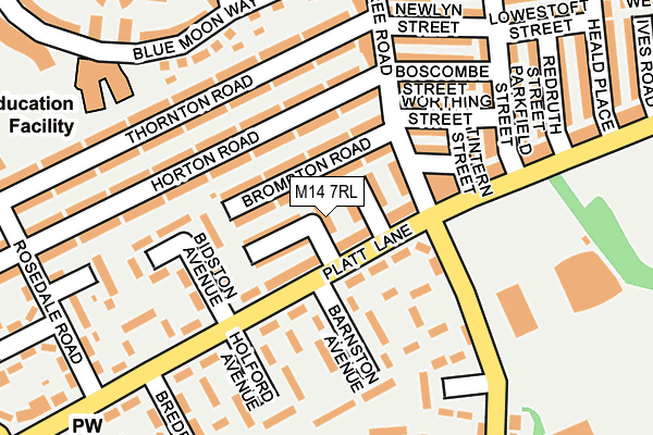 M14 7RL map - OS OpenMap – Local (Ordnance Survey)