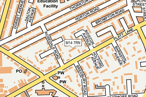 M14 7RN map - OS OpenMap – Local (Ordnance Survey)