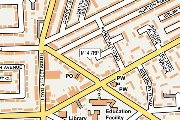 M14 7RP map - OS OpenMap – Local (Ordnance Survey)