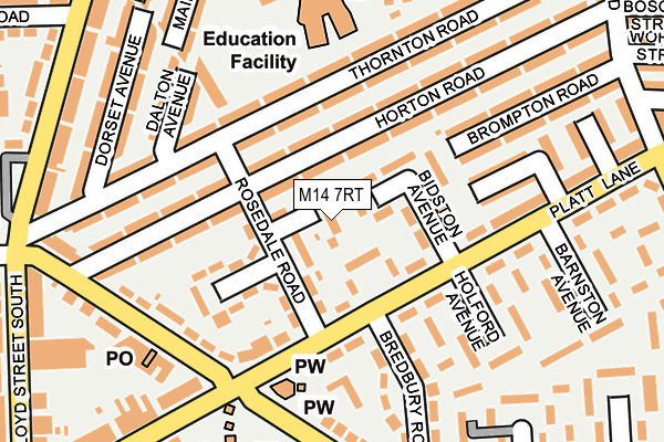 M14 7RT map - OS OpenMap – Local (Ordnance Survey)