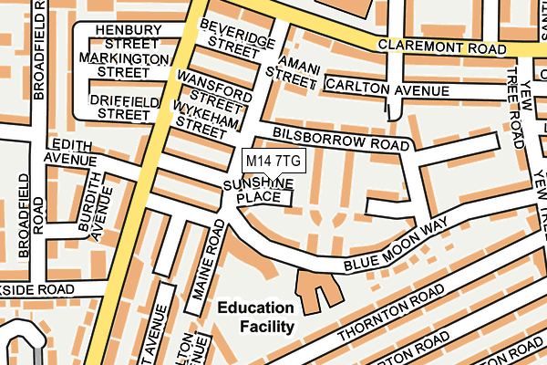 M14 7TG map - OS OpenMap – Local (Ordnance Survey)