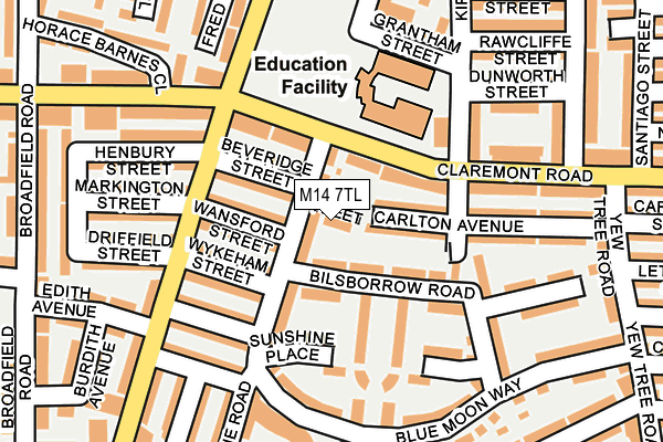 M14 7TL map - OS OpenMap – Local (Ordnance Survey)