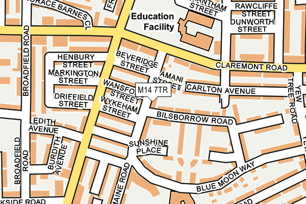 M14 7TR map - OS OpenMap – Local (Ordnance Survey)