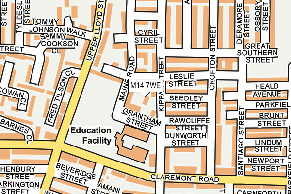 M14 7WE map - OS OpenMap – Local (Ordnance Survey)