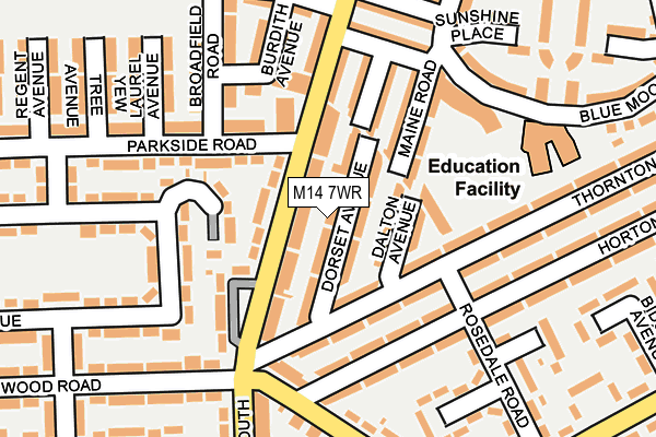 M14 7WR map - OS OpenMap – Local (Ordnance Survey)