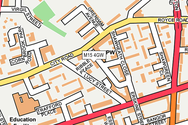 M15 4GW map - OS OpenMap – Local (Ordnance Survey)