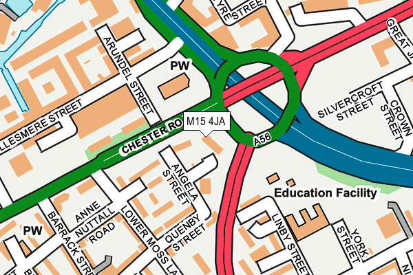 M15 4JA map - OS OpenMap – Local (Ordnance Survey)