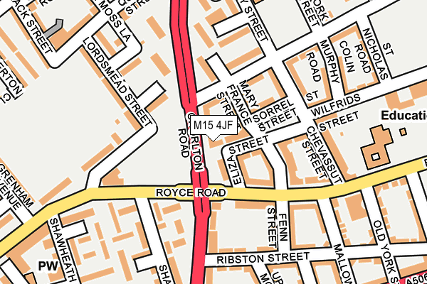 M15 4JF map - OS OpenMap – Local (Ordnance Survey)