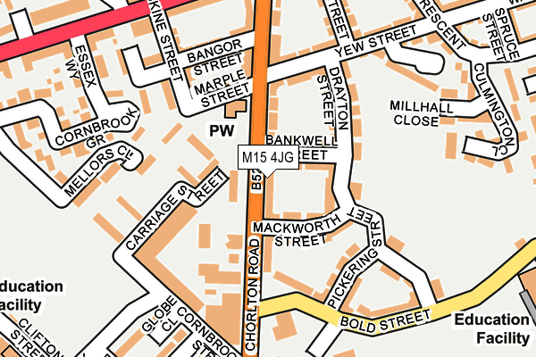 M15 4JG map - OS OpenMap – Local (Ordnance Survey)