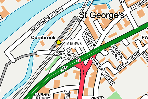 M15 4WB map - OS OpenMap – Local (Ordnance Survey)