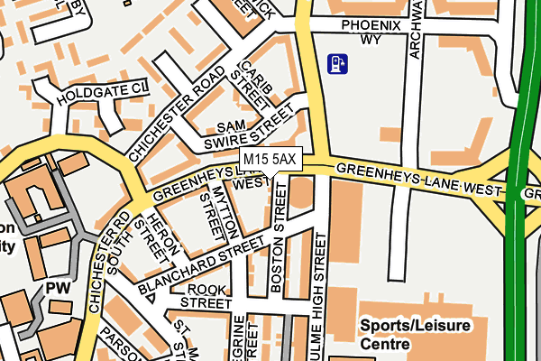 M15 5AX map - OS OpenMap – Local (Ordnance Survey)