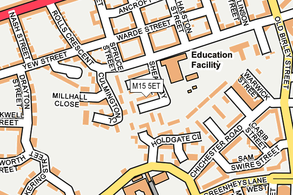 M15 5ET map - OS OpenMap – Local (Ordnance Survey)