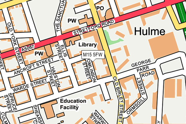 M15 5FW map - OS OpenMap – Local (Ordnance Survey)